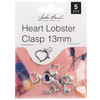 John Bead Heart Lobster Clasp 13mm 5/Pkg-Silver 1401033 - 665772203280