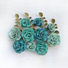 3 Pack - Little Birdie Whitney Paper Flowers 14/Pkg-Aqua Medley - WHITNEY-79757
