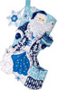 Bucilla Felt Stocking Applique Kit 18" Long-Arctic Santa & Friends 89628E