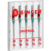 6 Pack SINGER Universal Regular Point Machine Needles-Size 10/70 5/Pkg 5A0020KG-1G36Y