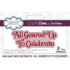 2 Pack Creative Expressions Mini Shadowed Sentiments Craft Die-All Geared Up To Celebrate, Sue Wilson 5A002439-1G7DM - 5055305988497