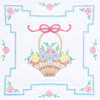 Jack Dempsey Stamped White Quilt Blocks 18"X18" 6/Pkg-Basket Of Daisies - 5A002351-1G6QX