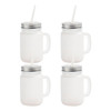 Craft Express Frosted Mason Jars With Straws 4/Pkg-12oz CEBM12F4 - 655471049951