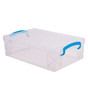 Storage Studios Super Stacker Large Pencil Box-9"X5.5"X2.63" Clear/Blue Handles - SS37539 - 091141375393