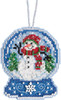 3 Pack Mill Hill Counted Cross Stitch Ornament Kit 3.25"X2.5"-Snowman Snow Globe (14 Count) MH16-1933