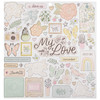 3 Pack Gingham Garden Chipboard Stickers 12"X12" 60/Pkg-Icons & Phrase CP014012