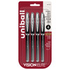 Uni-Ball Vision Elite Micro Point Rollerball Pens 4/Pkg-Black 5A0030XL-1H2FH - 0030246691120