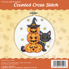 Design Works Counted Cross Stitch Kit With Hoop 6"-Cat With Pumpkins - 5A0032Q4-1H4FF - 021465071497