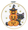 Design Works Counted Cross Stitch Kit With Hoop 6"-Cat With Pumpkins - 5A0032Q4-1H4FF