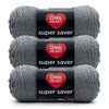 8 Pack - Red Heart Super Saver Yarn 3/Pack-Gray Heather - 5A00214D-1G4BS - 726465500649