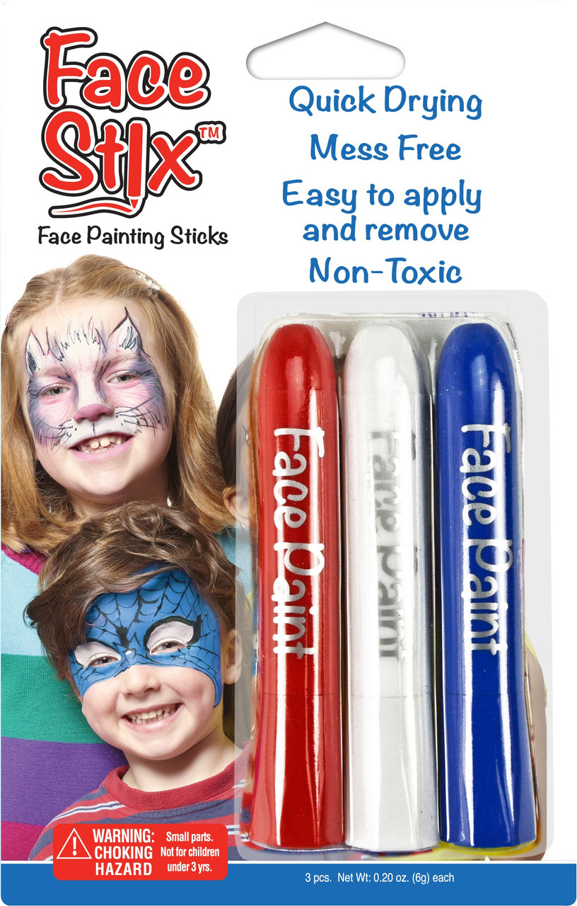 Kwik Stix Face Painting Sticks 3/Pkg-Assorted Colors TPG632