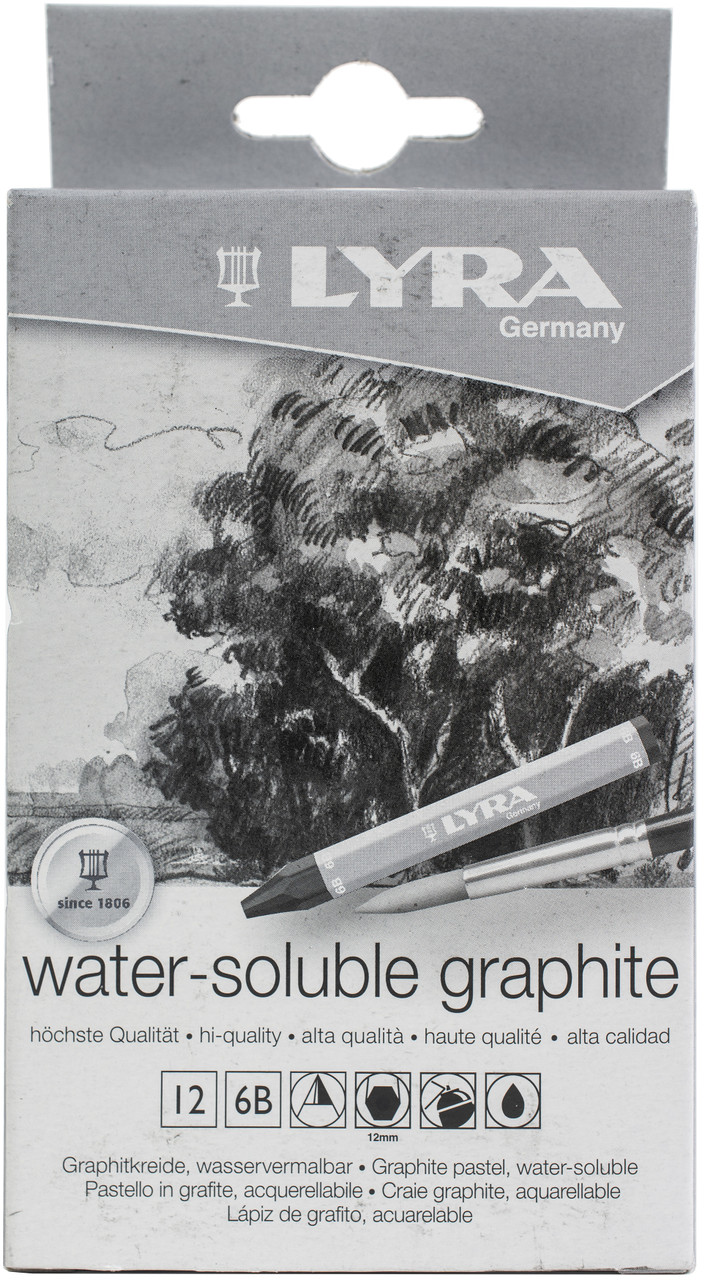 12 Pack Lyra Graphite Water-Soluble Crayon-6B L5630106 - GettyCrafts