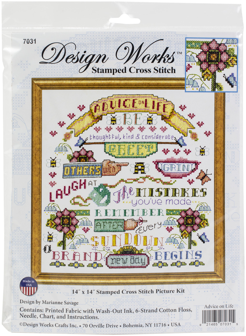 Janlynn Stamped Cross Stitch Kit 14X14-Advice On Life