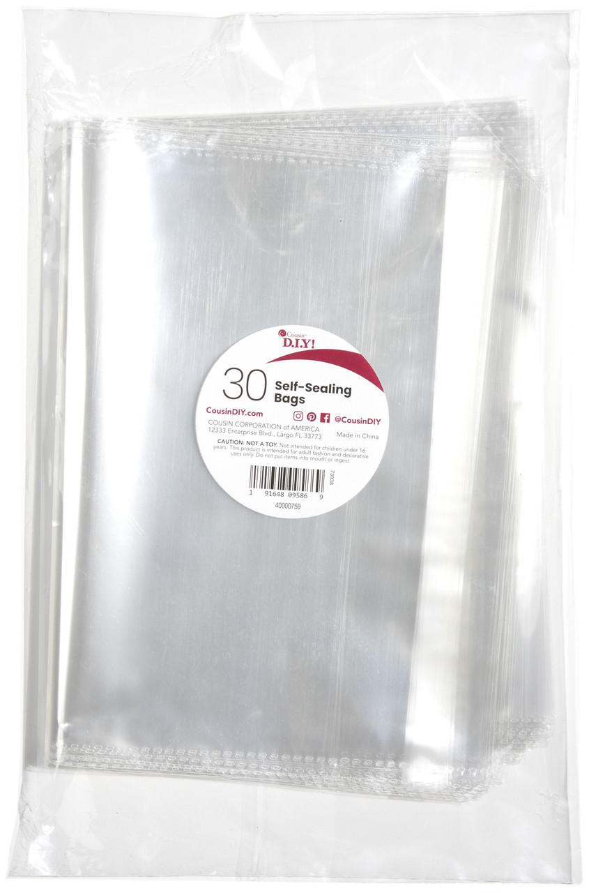 CousinDIY Self-Sealing Bags 36/Pkg-Clear, 5.25X7.25