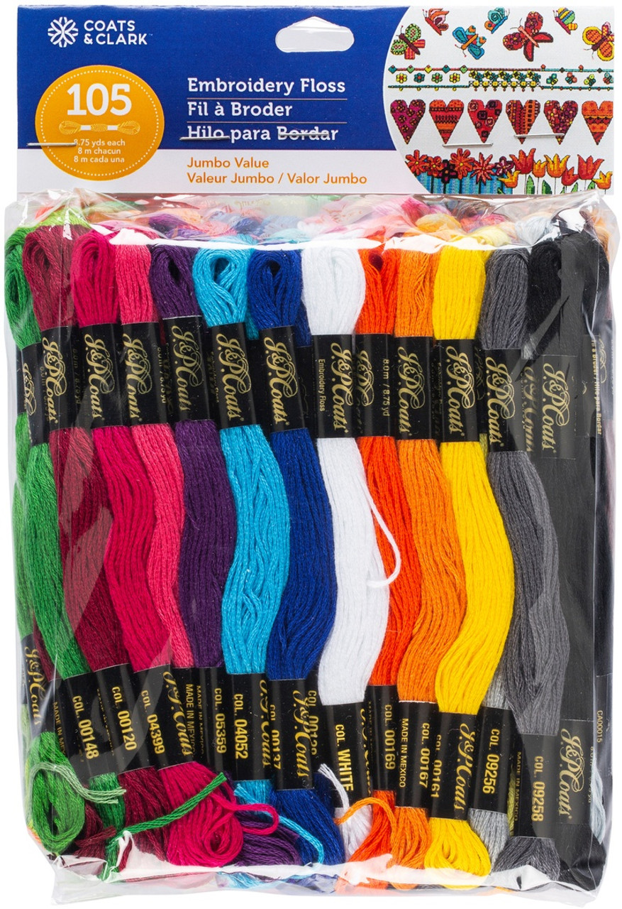 Coats & Clark 6-Strand Embroidery Floss Jumbo Pack 105/Pkg Rainbow