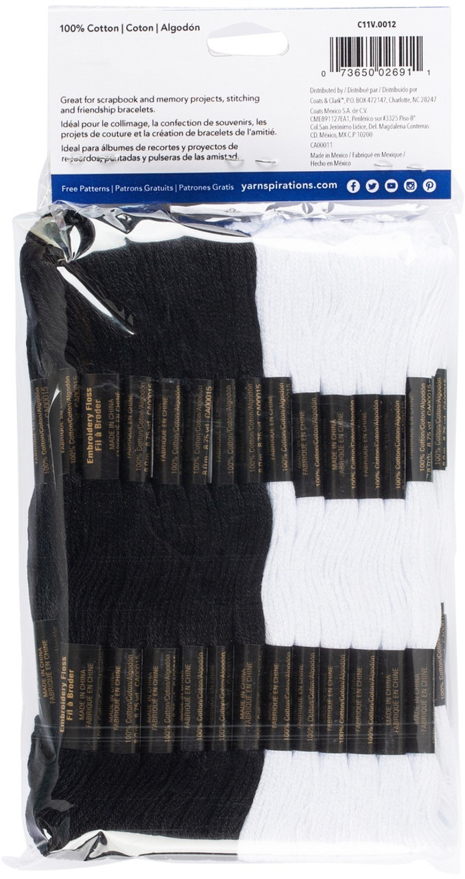 Coats & Clark 6-Strand Embroidery Floss Value Pack 36/Pkg Black and White