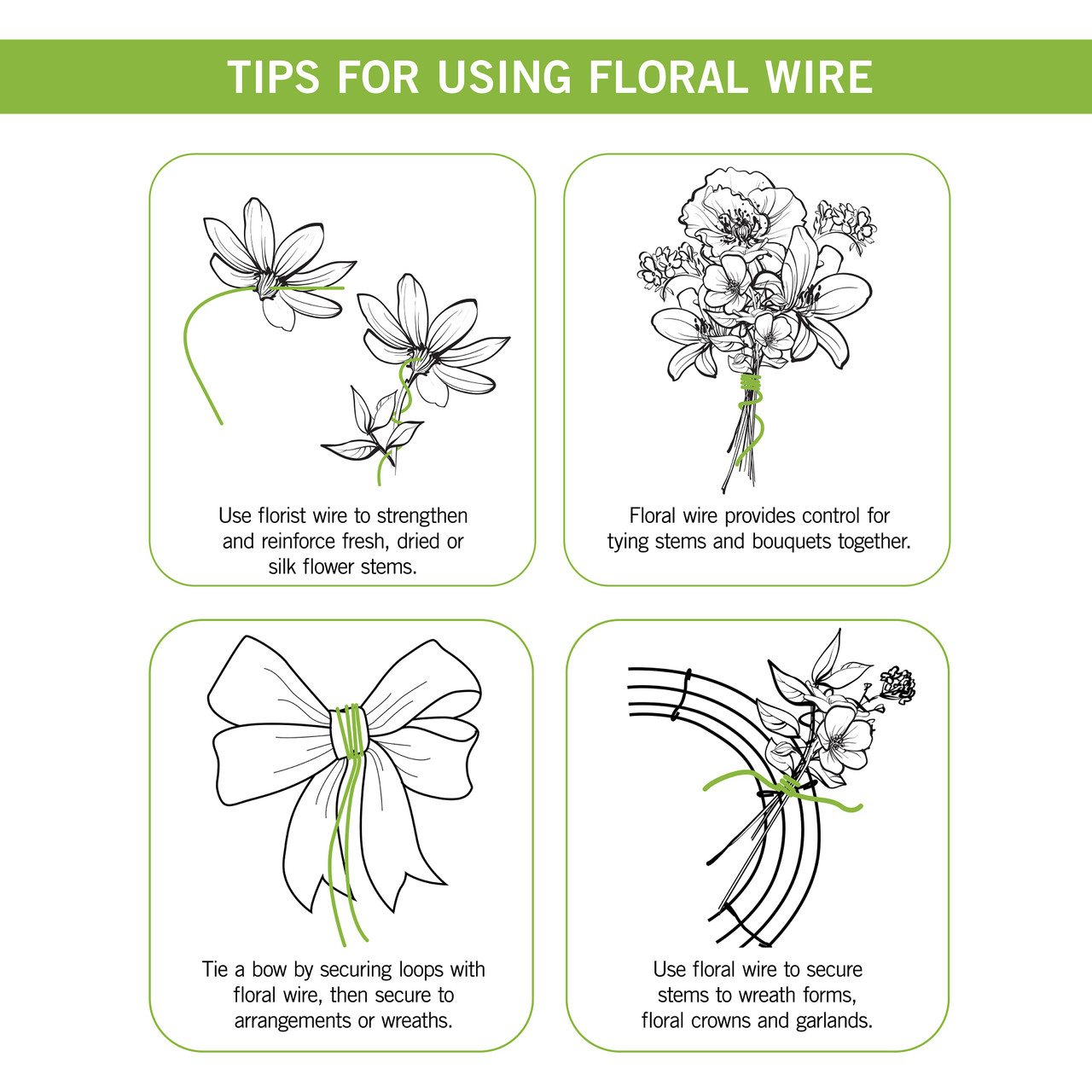 4Pack Floral Wire Flexible Paddle Wire Florist Green Wire For