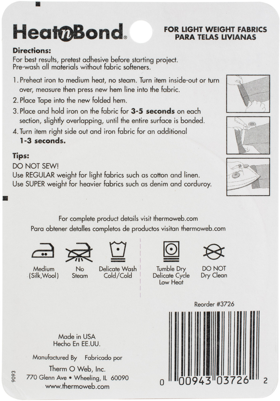 4 Pack HeatnBond Hem Iron-On Adhesive for Dark Fabrics-.375X10yd