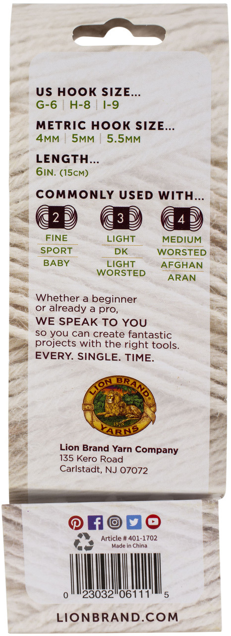 Lion Brand Bamboo Crochet Hook Set-Sizes G/6Mm To I/9Mm