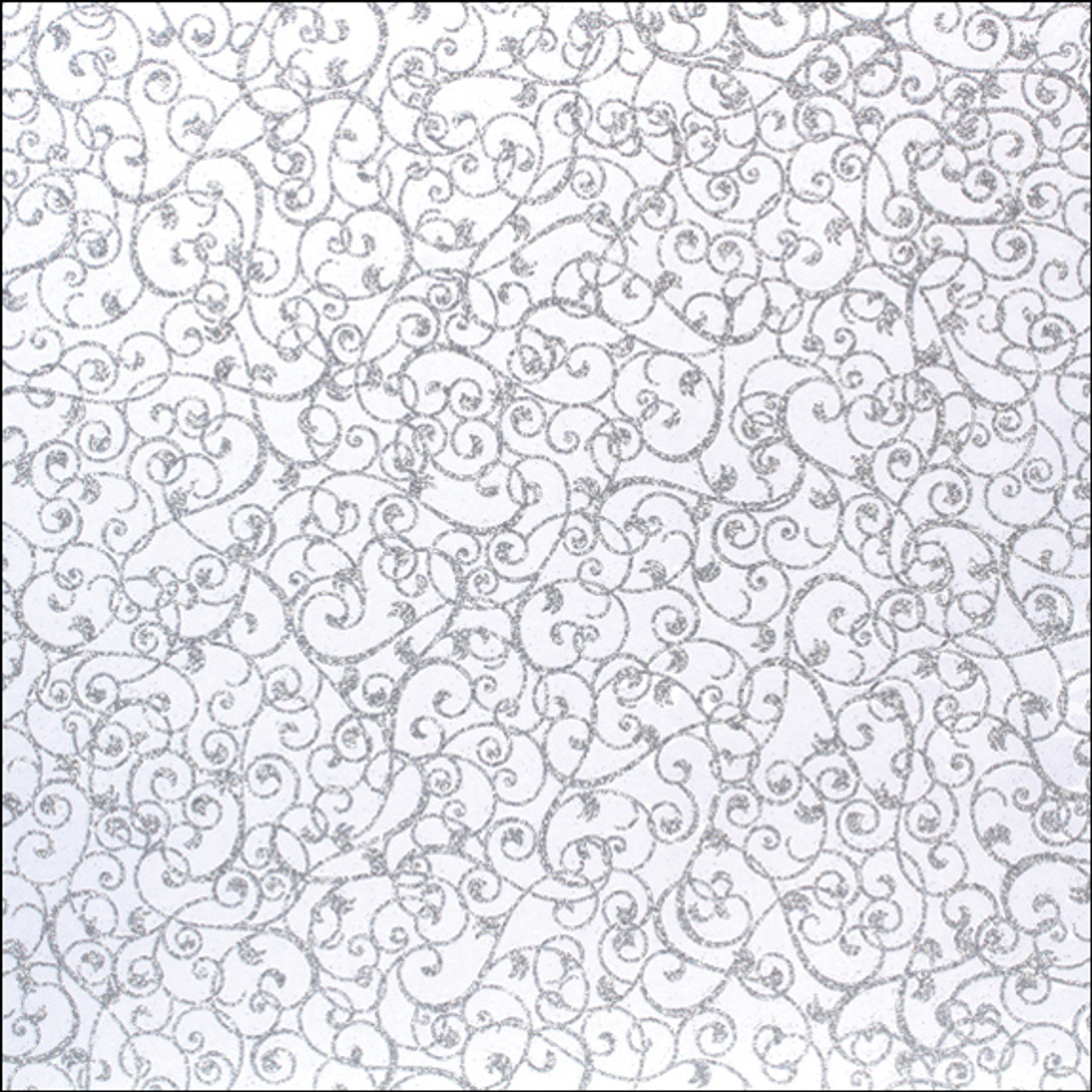 American Crafts Patterned Glitter Cardstock 12x12 Swirl/Silver