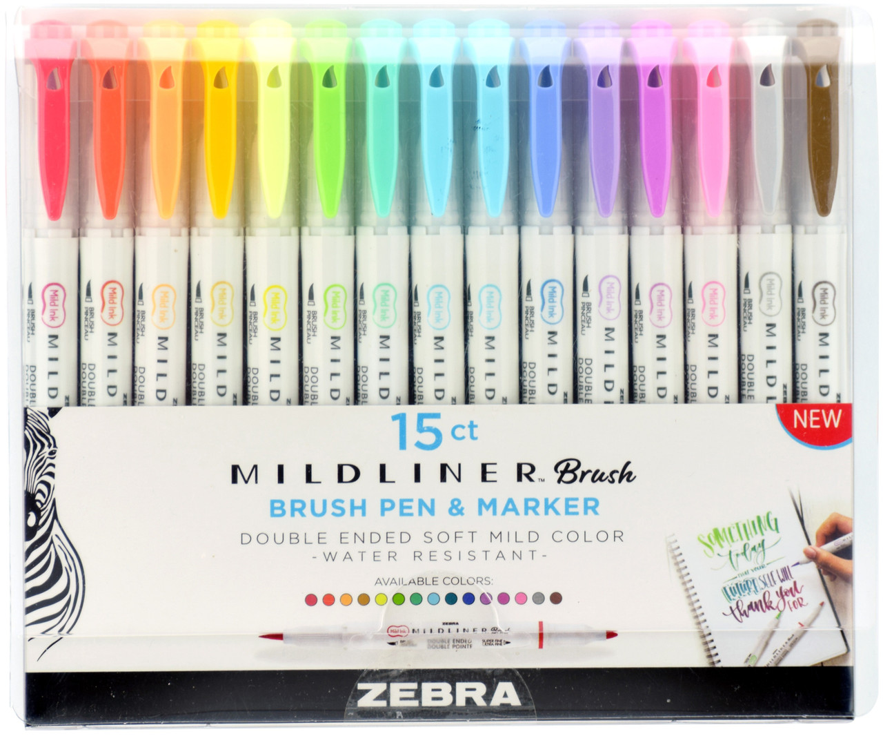 Zebra Mildliner Double Ended Brush Pen & Marker 15/Pkg-Assorted
