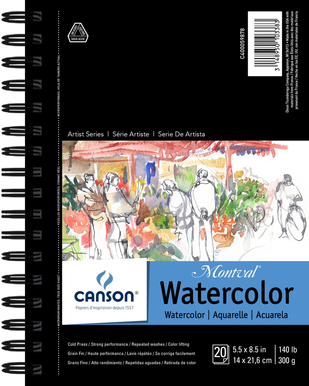 Canson XL Watercolor Paper Book AQUARELLE Coil Book 30Sheets 300g