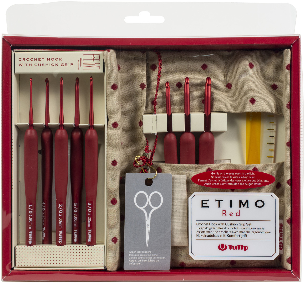  Tulip Etimo Red Crochet Hook with Cushion Grip Set (TED-001e)