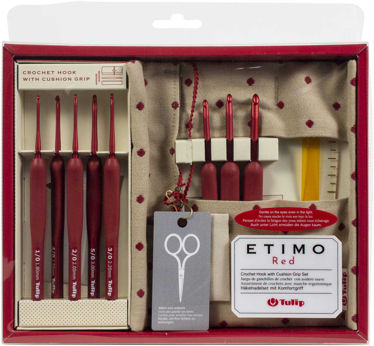 Tulip Needle TED-001E Etimo Red Crochet Hook with Cushion Grip Set