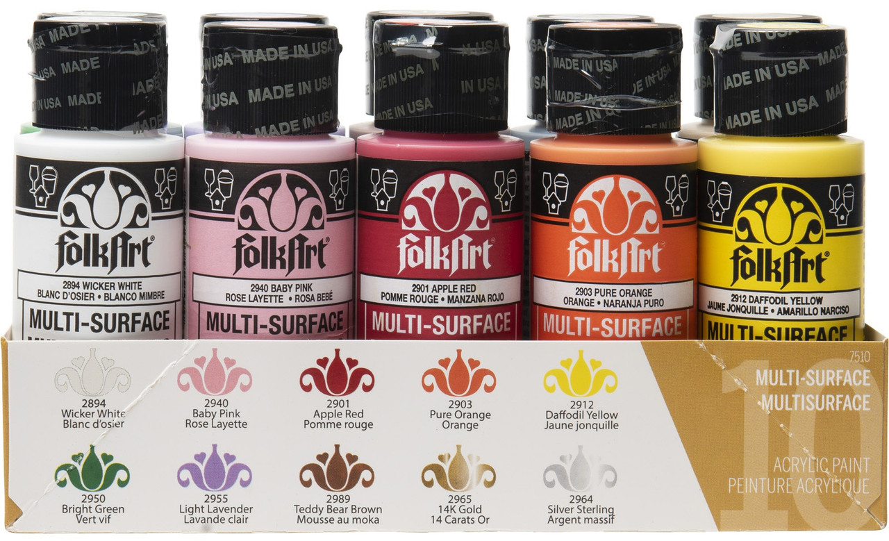 FolkArt Multi-Surface Paint Set 10/Pkg Brights