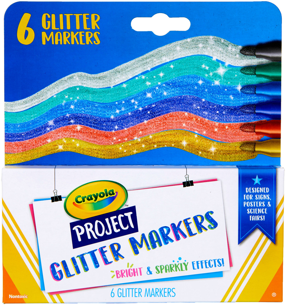 Crayola Project Markers 6/Pkg-Glitter Colors 58-8351 - GettyCrafts