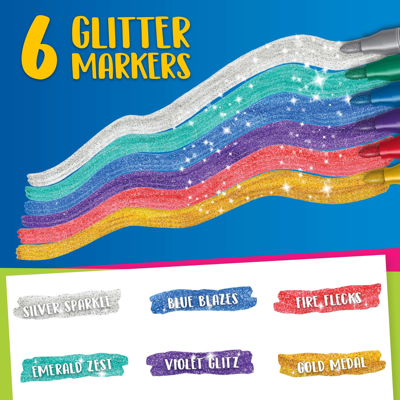 Crayola Project Markers 6/Pkg-Glitter Colors 58-8351 - GettyCrafts