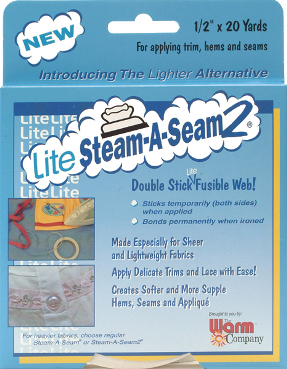 Warm Company Steam-A-Seam 5417 Lite 2 Double Stick Fusible Web 9X12  Sheets 5/Pkg