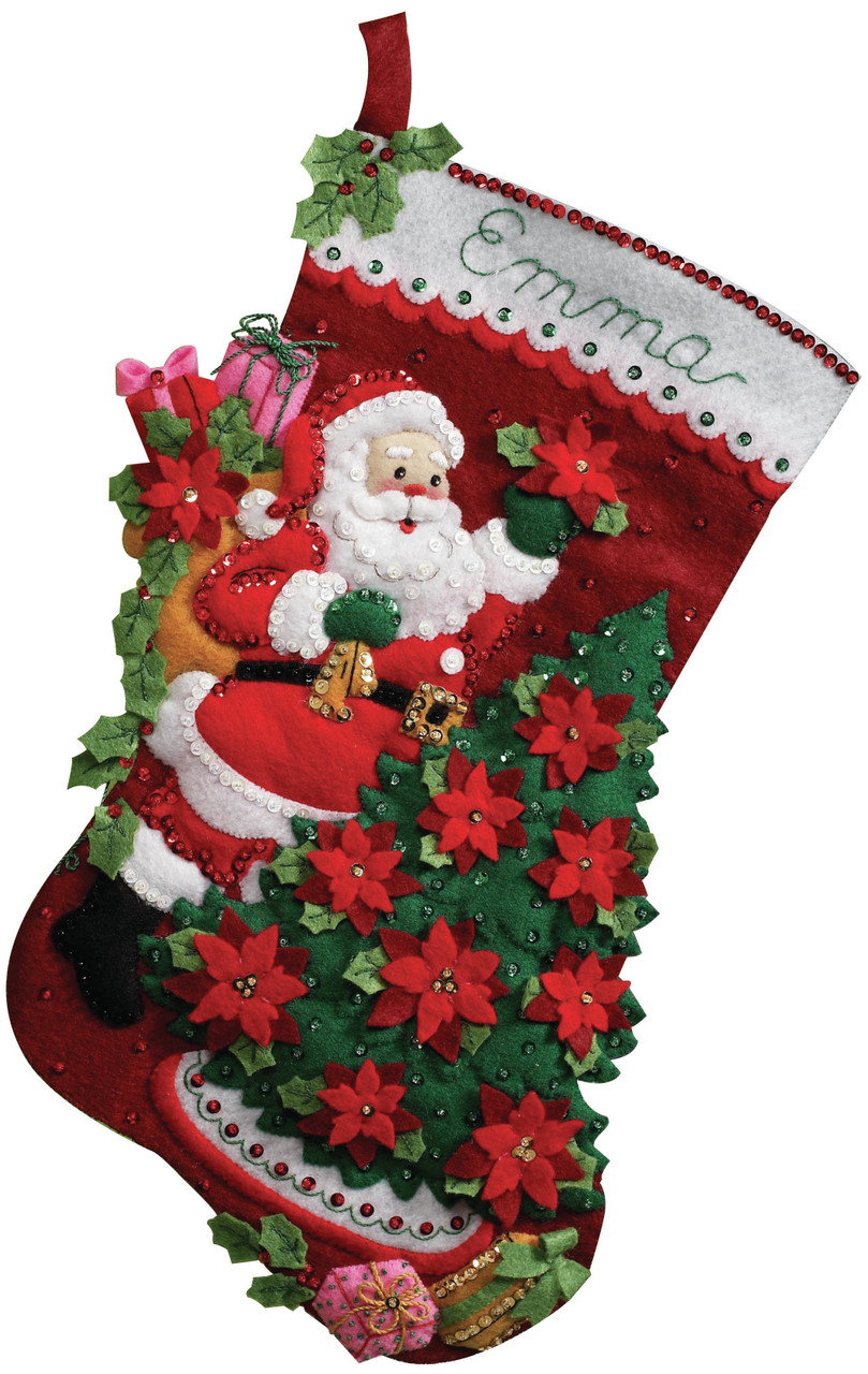 Bucilla Felt Stocking Applique Kit 18 Long-Santa Chrismas Carols