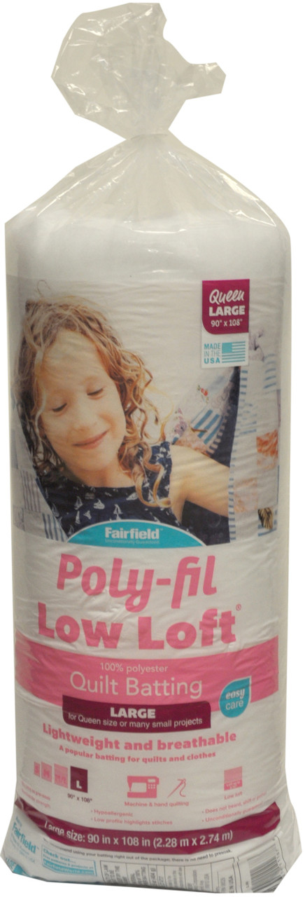 Fairfield Low-Loft Bonded Polyester Batting-Queen Size 90x108