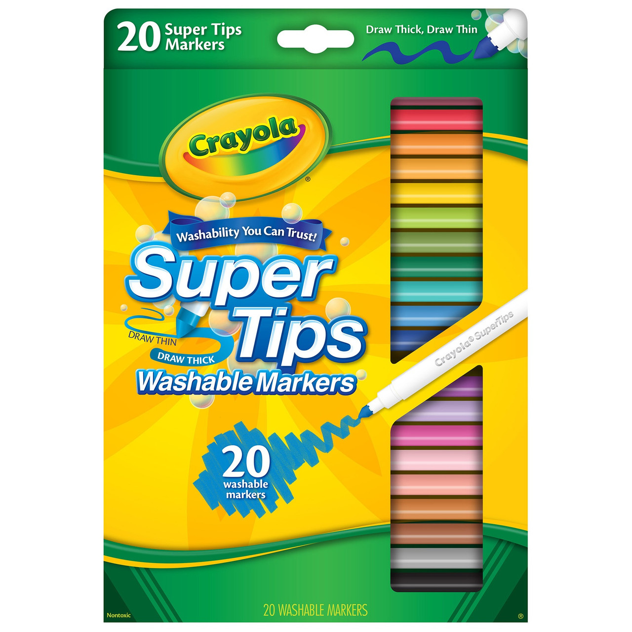 Crayola Ultra-Clean Washable Markers, Broad Line, Assorted Colors, 12/Box  (58-7812)