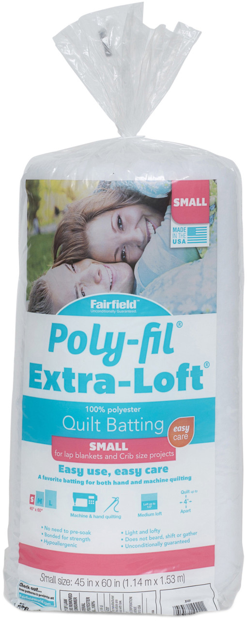  Fairfield Poly-Fil Low-Loft Queen 100% Bonded Polyester  Batting, 90 x 108, White