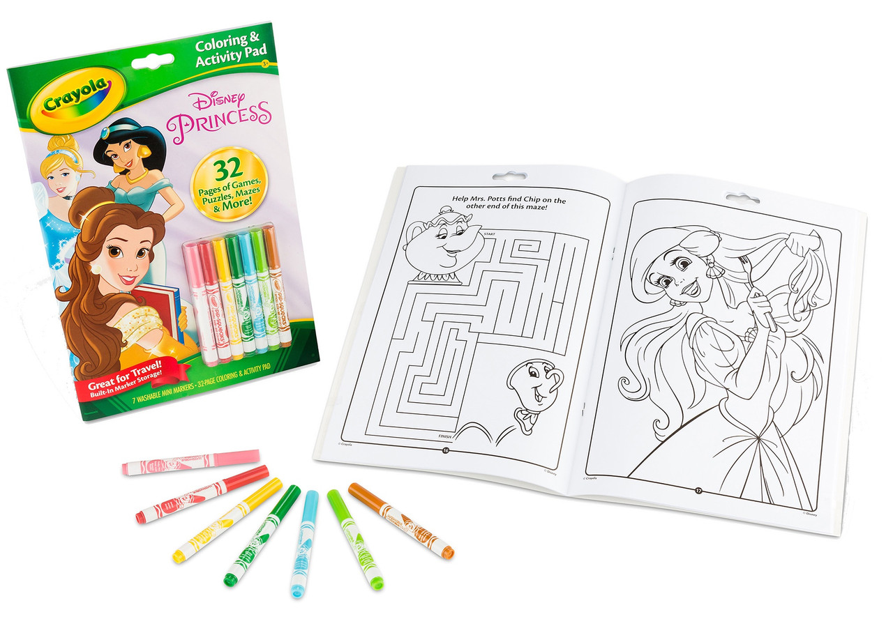 Crayola Coloring & Activity Pad with Markers, Disney Princesses