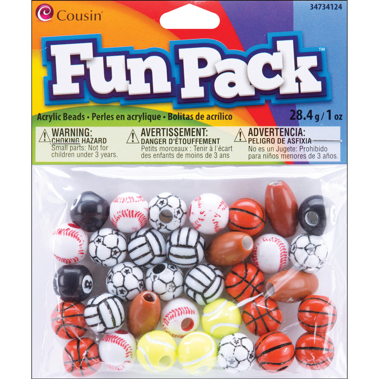 6 Pack Cousin Fun Pack Acrylic Sports Beads 1oz-Assorted Balls 34734124 -  GettyCrafts