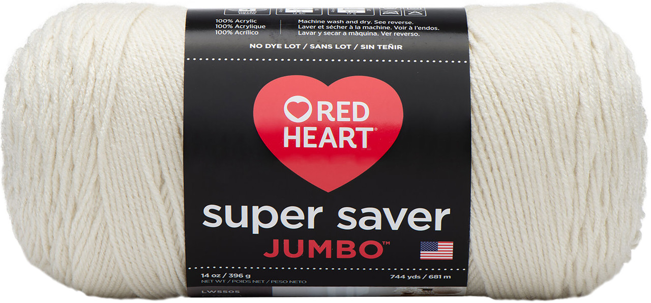 RED HEART Super Saver Jumbo Yarn, Soft White 744 Yds 100% Acrylic E302C 4  Medium