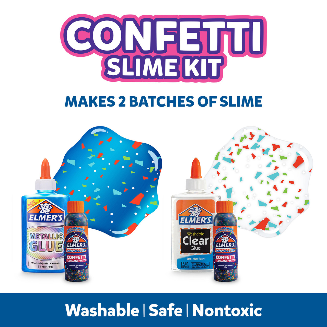 Elmer's Confetti Slime Activator | Washable and Kid-Friendly Magical Liquid  Glue Slime Activator | 245 g Bottle | Great for Making Slime