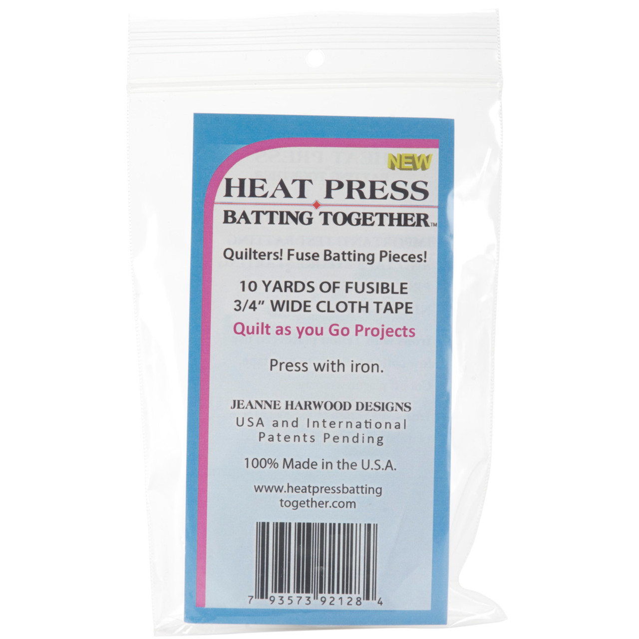 Heat Press Batting Together Hem Tape - Black & White-.75X10yd Each