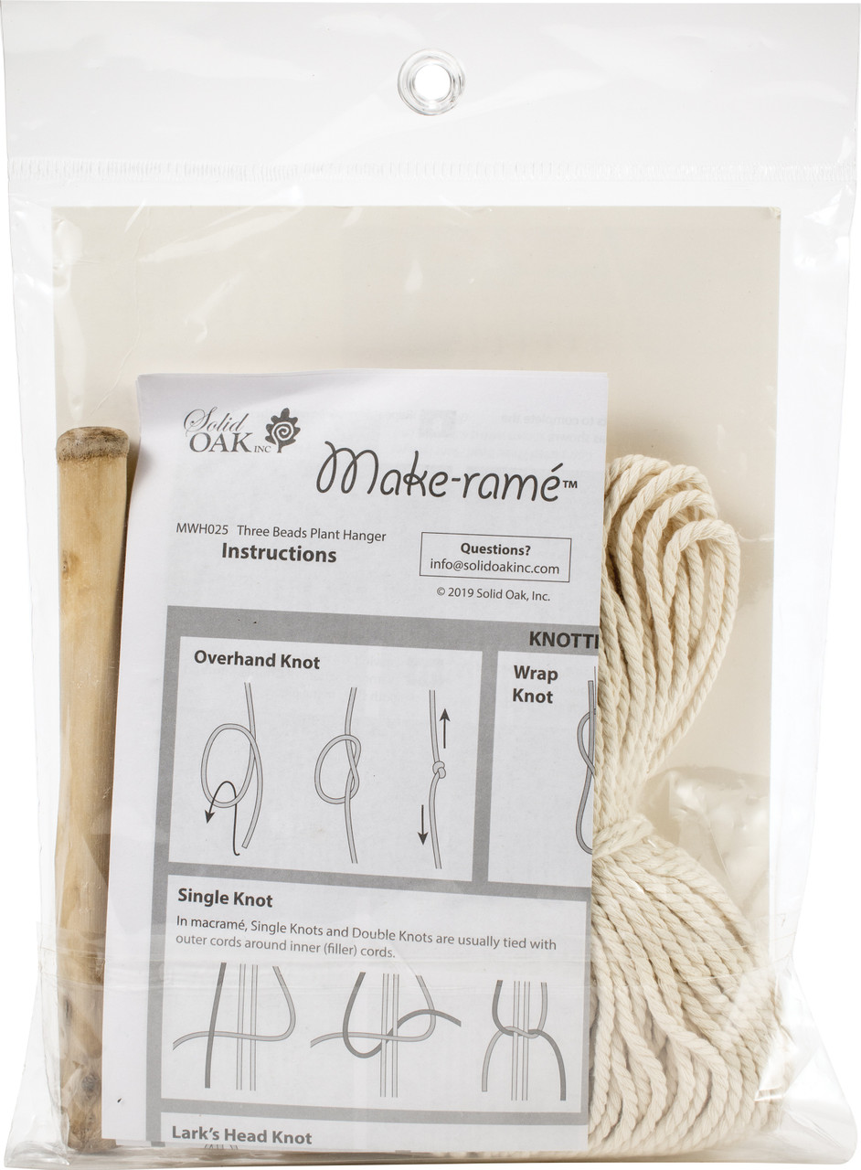 Solid Oak Macrame Plant Hanger Kit - Two Minis