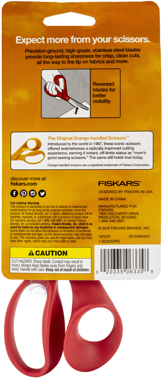 Fiskars RazorEdge Fabric Shears, 8-Inch Orange (1 each) 