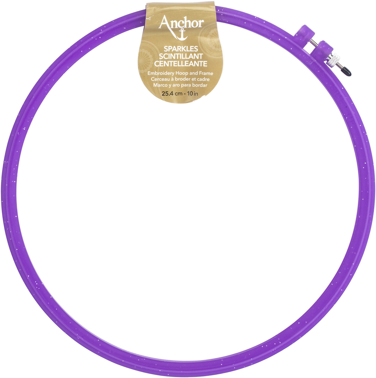 Anchor Sparkle Plastic Embroidery Hoop Assorted Colors-10 Diameter Blue,  Purple Or Yellow