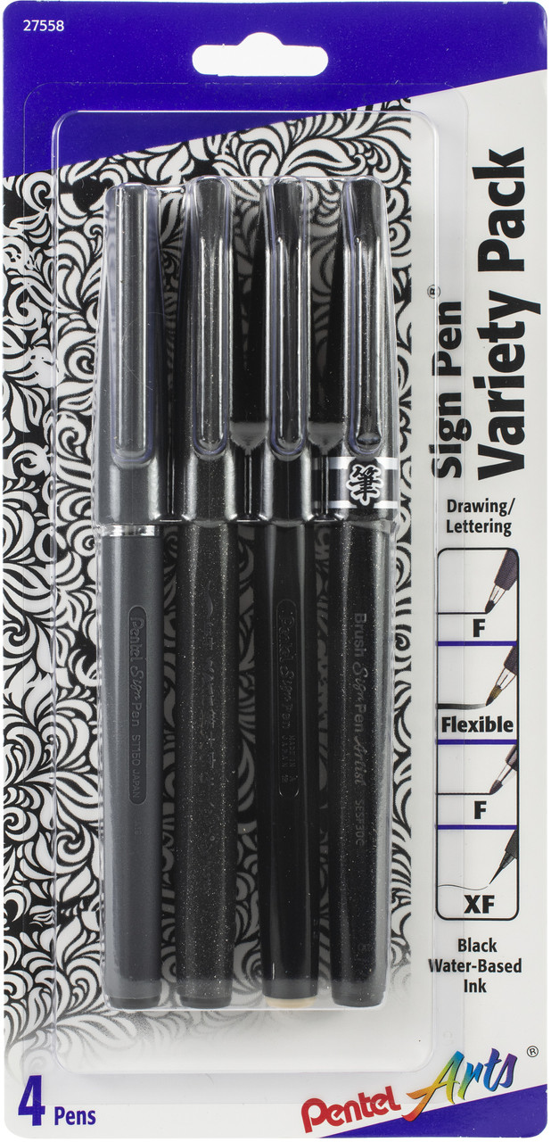 Pentel Arts Brush Tip Sign Pen - Gray