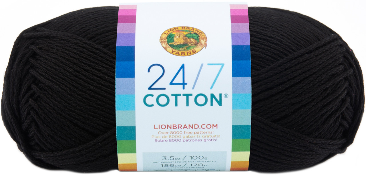 Lion Brand 24/7 Cotton Yarn - Black