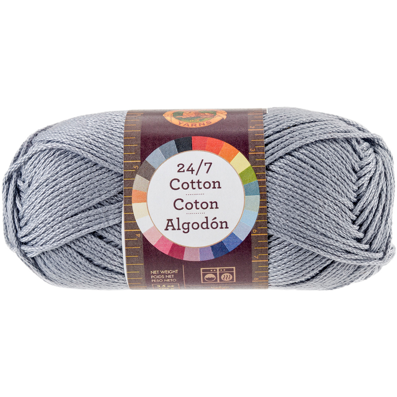 (3-pack) Lion Brand Yarn 761-151 24/7 Cotton Yarn, Cool Grey - Grey