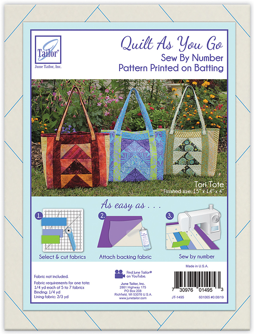 June Tailor, Quilt As You Go, Tote Bag - Sophie