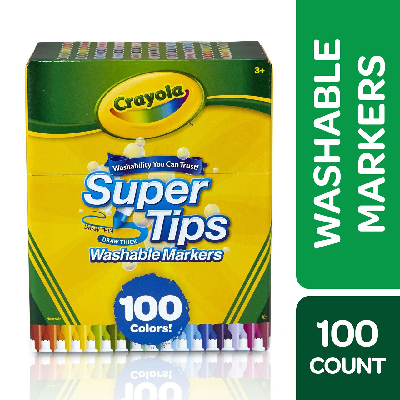 CRAYOLA (12Pk) Super Tips WASHABLE MARKERS Textas NONTOXIC Thick-to-Thin  Colours