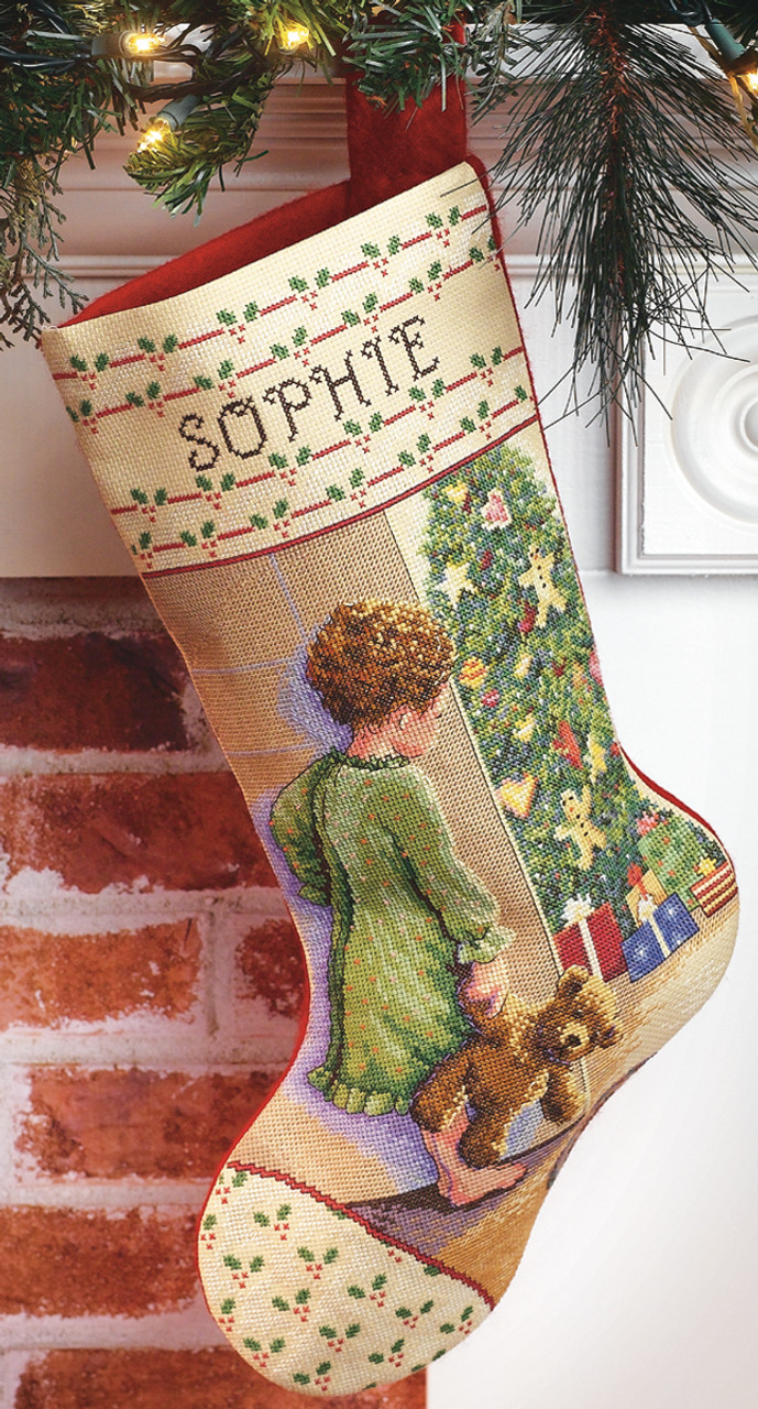 Janlynn Counted Cross Stitch Stocking Kit 18 Long-Waiting for Santa (14 Count)